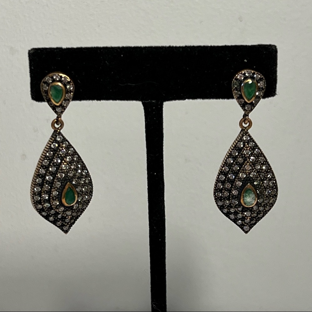 Sterling Silver Brass Teardrop Earrings